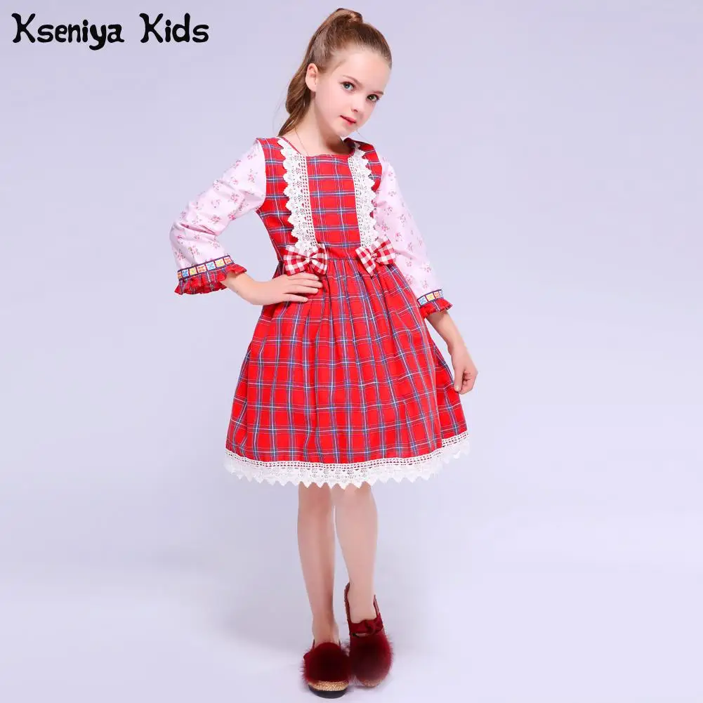 Kseniya Kids Spring Autumn Girls Pink Plaid Princess Party Birthday