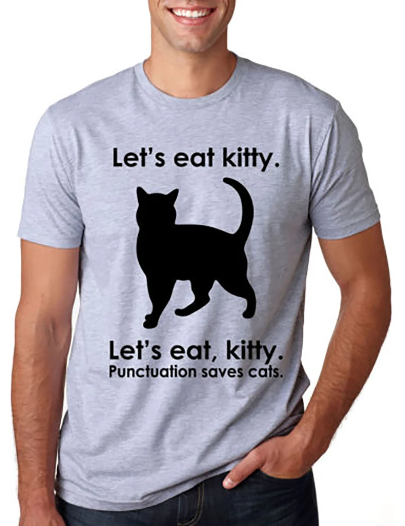 Mens T Shirts Fashion 2018 T Shirt Mens Correcting Grammar Proper You're & Let's Eat Kitty T Shirts T-shirt Men Plus Size XS-3XL
