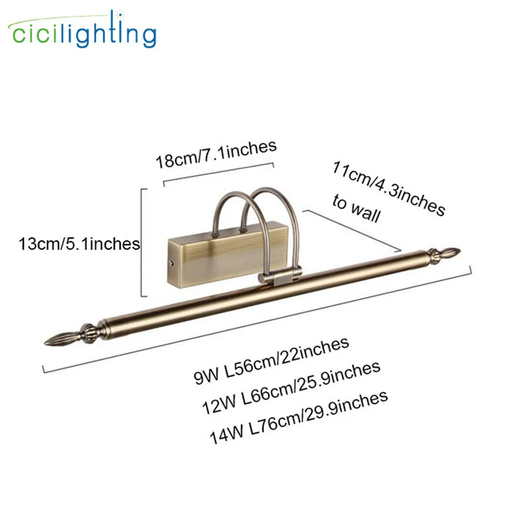  Vintage L56/66/76cm Europe Style led bathroom vanity lights nickel bronze plated mirror lights loft - 32847826719