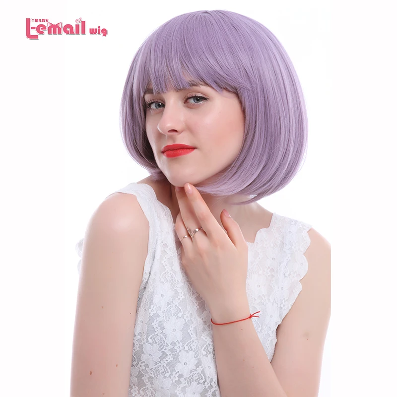 L-email wig 16 Colors Fashion Women Wigs Heat Resistant Synthetic Hair peruca Pink Green Red Purple Blonde Short BOB Wig