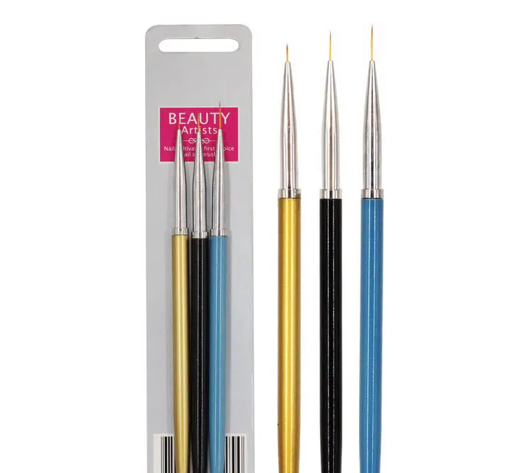 3 шт./набор щеточек для ногтей рисунок чертежный вкладыш ручка металл ручка для УФ гель щетки для полировки наборы DIY маникюрные инструменты для ногтей
