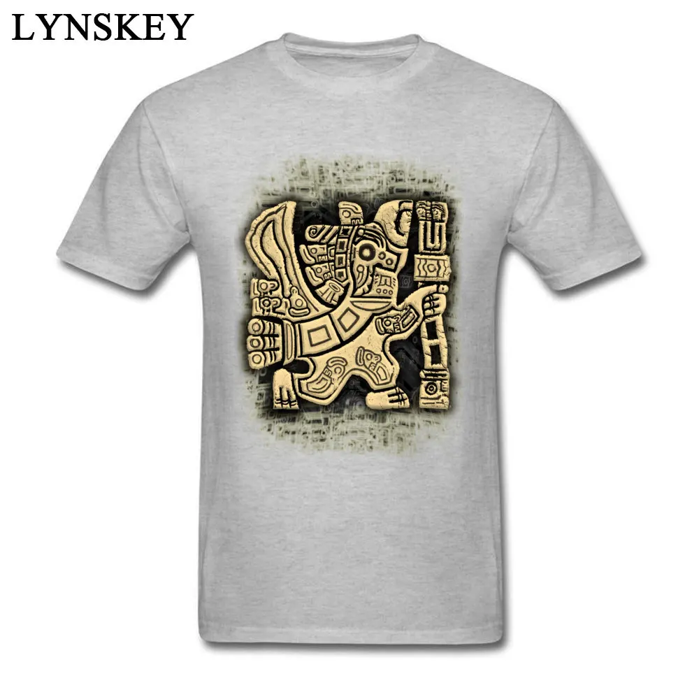 Crew Neck Pure Cotton T Shirts for Male Group Summer/Autumn Tops Shirts 2017 Newest Aztec Eagle Warrior Casual Clothing Shirt Aztec Eagle Warrior grey