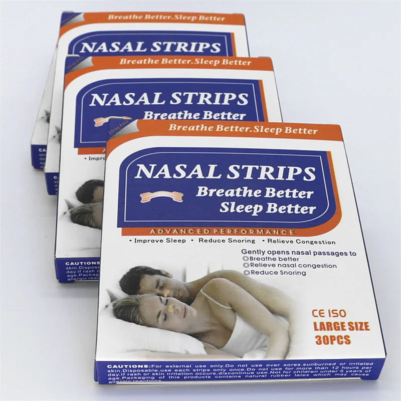 

3000pcs=100box Anti Snoring Nasal Strips Sleep Better Nose Patch Right Way to Stop Snore Better Breathe Improve Health Sleeping