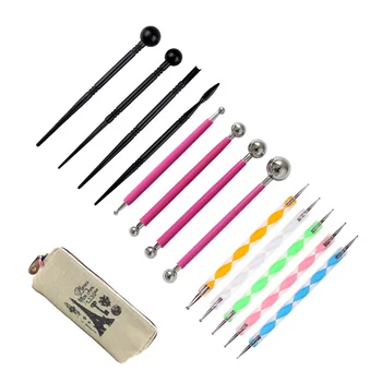 

13pcs/set Craft Brush Ball Stylus Clay Tools with Linen Bag Ceramics Clay Sculpture Tools DIY Shapers Manual Pill Stick Pottery
