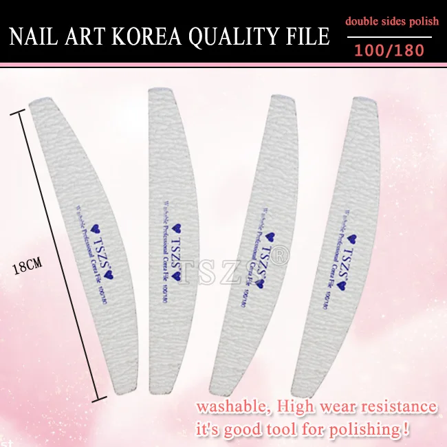 

10pcs/lot 100/180 Double-side Grey korea quality square half moon Nail File