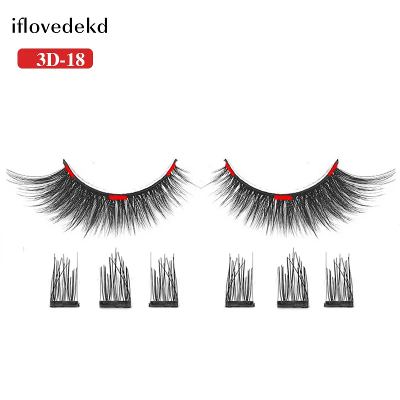 

iflovedekd Soft Natural 3D Magnetic Eyelashes Extension On 3 Magnets False Lashes 1 Pair