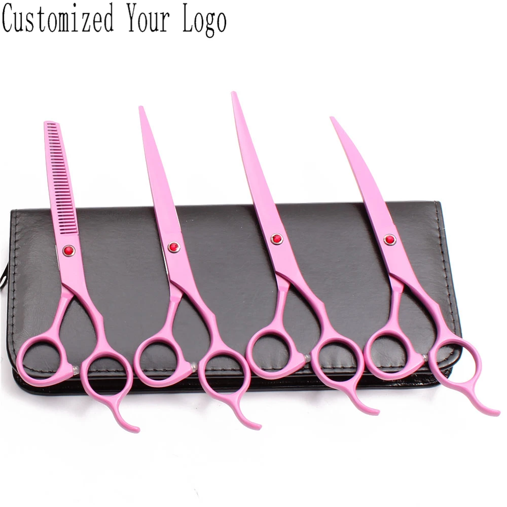 

Suit 7" Customized Logo Stainless Dog Grooming Shears Straight Scissors Thinning Shears Up&Down Curved Shears Pet Scissors C3100