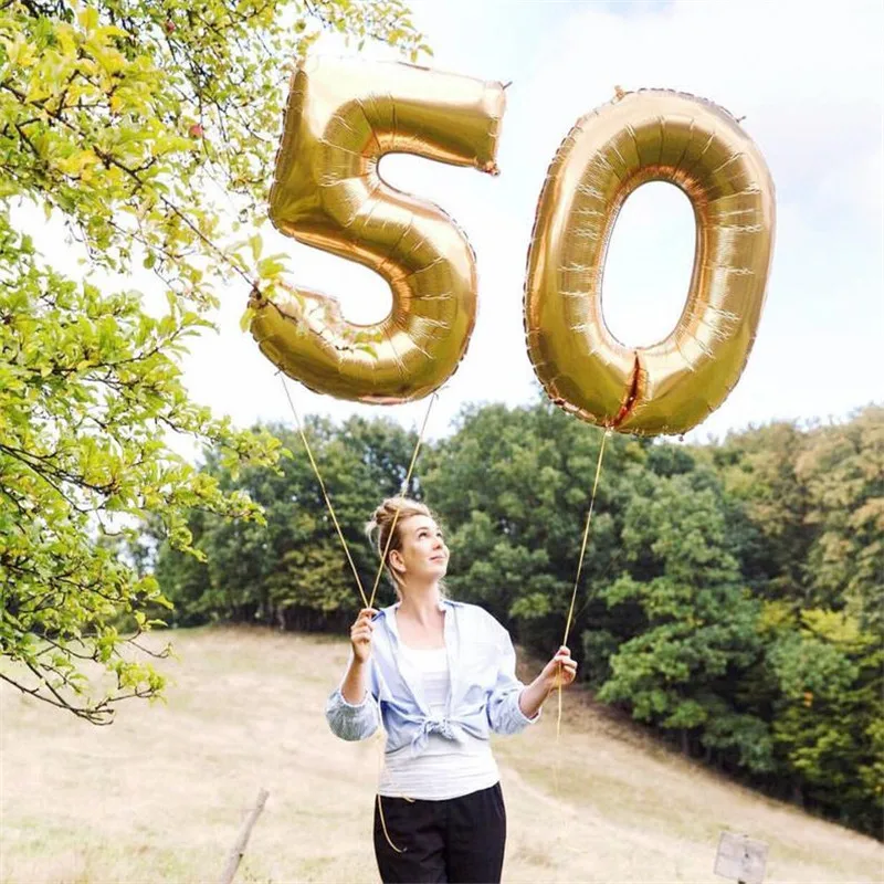 Градиент Цвет воздушный шар из фольги для вечеринок 30th 40th 50th 60th шарики ко дню