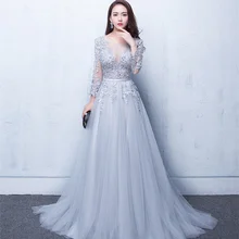 Длинные горячее предложение, v-образная горловина, вечернее платье вечерние платья с фатиновой юбкой аппликации бусины с открытой спиной Вечерние платья со шлейфом шифоновые сексуальные платья для выпускного вечера