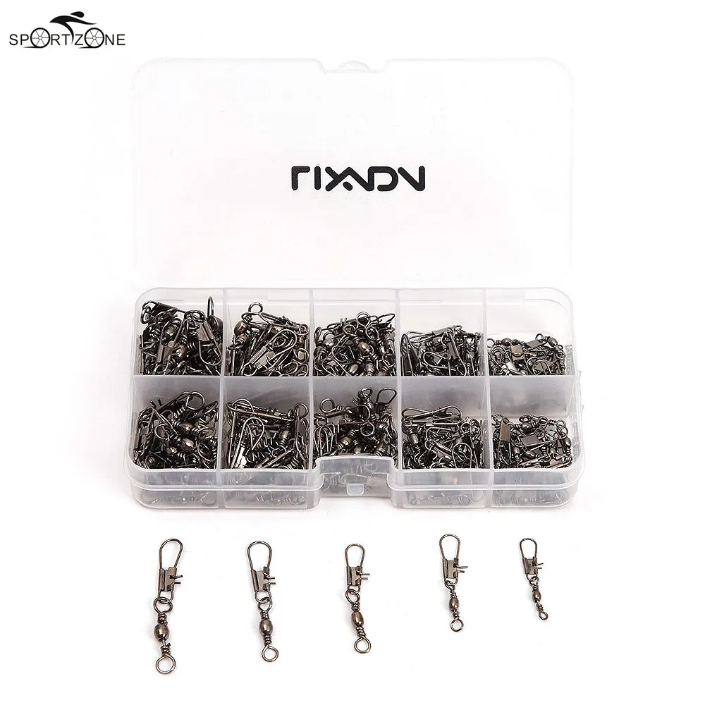 

200Pcs Fishing Barrel Swivel Brass Line Connector Solid Rings Interlock Snap Hooks In Box Fishing Tackle 5#/7#/9#/11#/13# Pesca