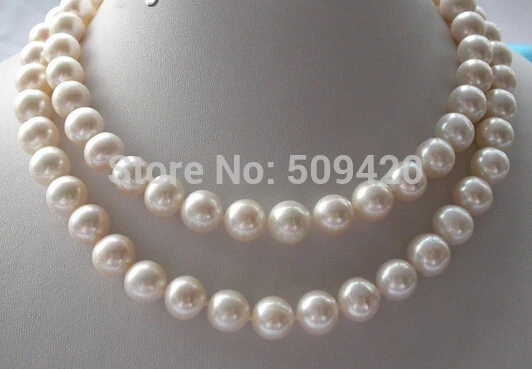 

FREE SHIPPING>>@>> W&O658>>CLASSIC 32" AAAA+11mm white round freshwater cultured pearls necklace14k