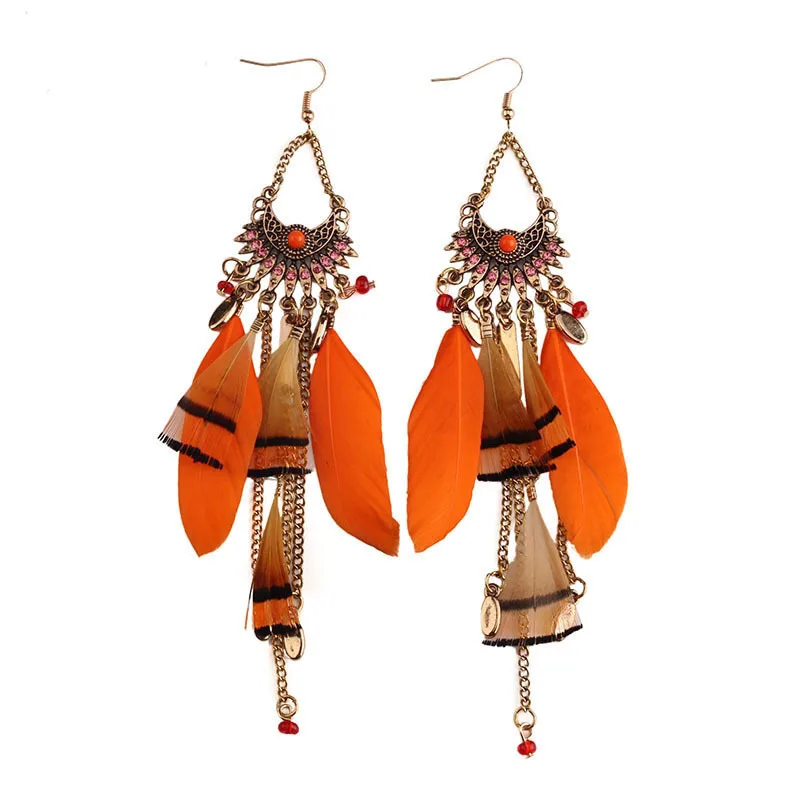 Длинной кисточкой модные Перо Стиль Этническая BOHO Большой болтаться заявление