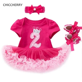 

2 Years Toddler Birthday Outfits Summer Baby Girl Clothes Sets Infant Lace Romper Dress Headband Crib Shoes Vetement Bebe Fille