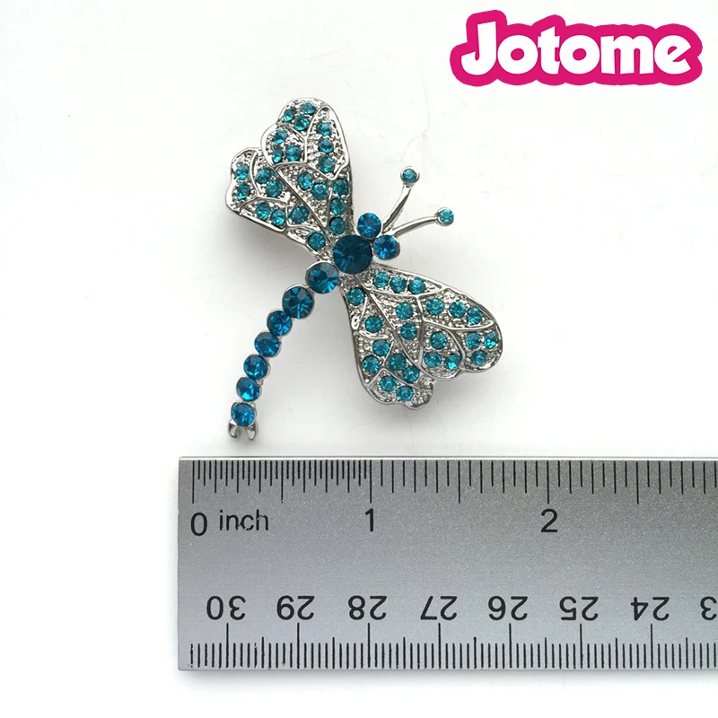 50mm Aqua Blue Dragonfly Crystal Silver Brooch Wedding Accessories Bridal Brooch Bouquet Hair Comb DIY Crafts
