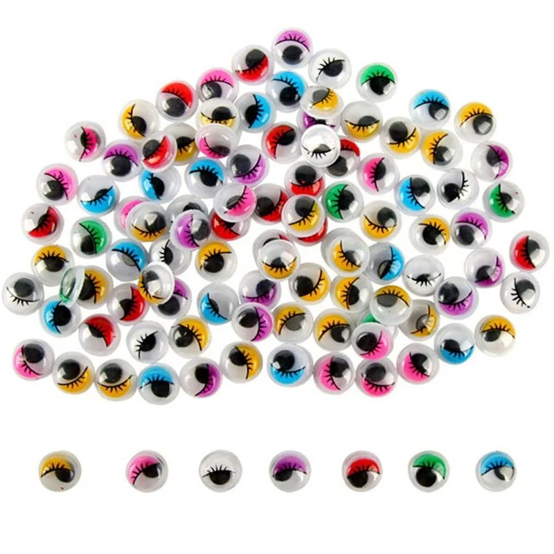

100pcs 10mm small colorful eyelash stickers for jewlery clothes decors eyelash sticker plastic crafts diy accessories wholesale