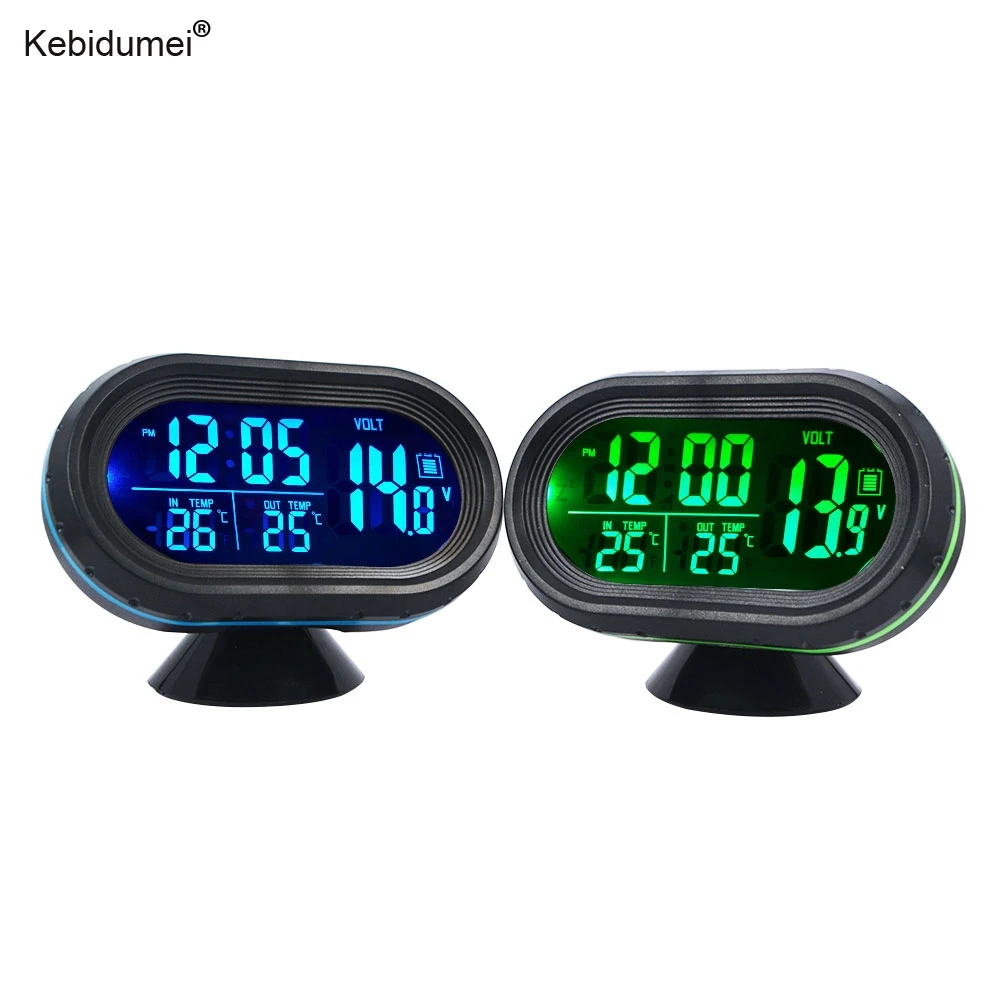 

sikeo Automobile LED Lighted Digital Car Clock Thermometer Auto Dual Temperature Gauge Voltmeter Voltage Tester DC 12-24V