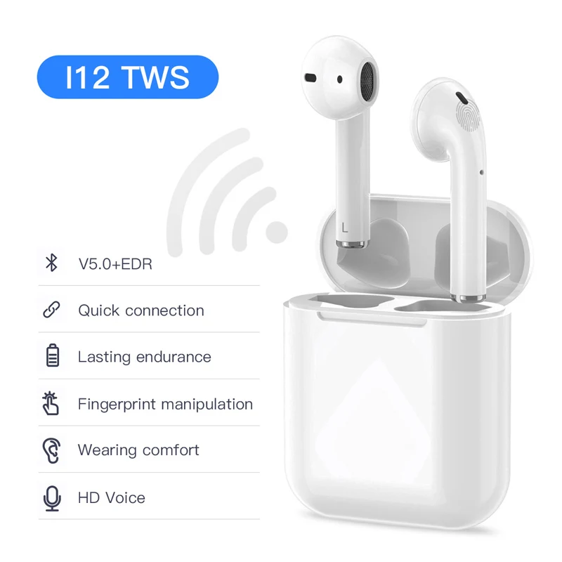 

i12 i10 tws Bluetooth Earphone Touch control I12 Earbud Original Wireless earphone Charging case for iPhone Android phone