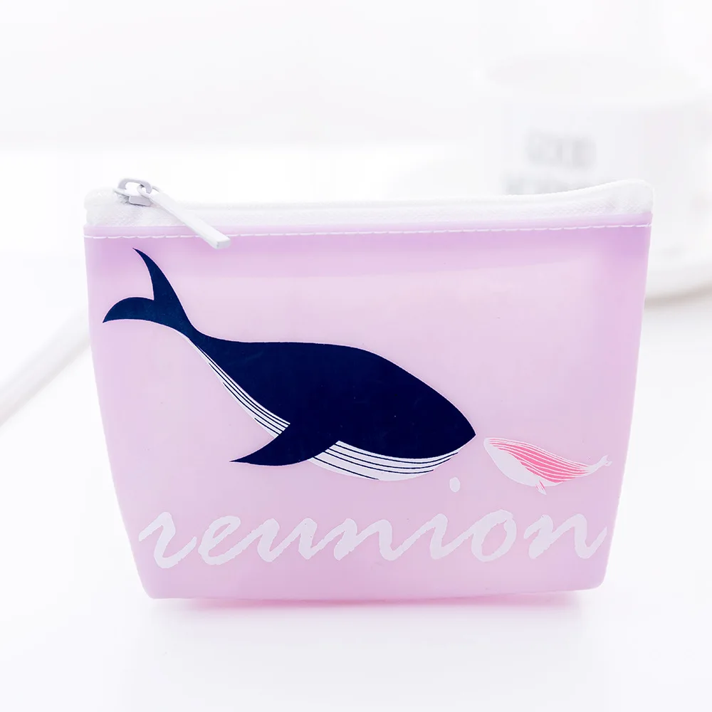 

12*9cm Mini Korean Edition Cute Whale Series PVC Coin Purse Wallet Creative Zipper Coin Storage Bag Key Bag