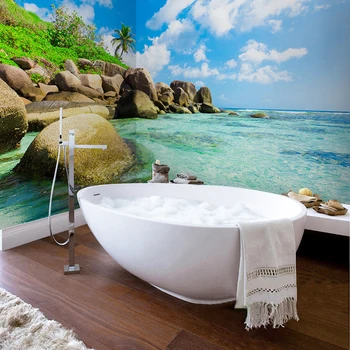 Mural 3D autoadhesivo para baño Playa de Tailandia - Decomural3D
