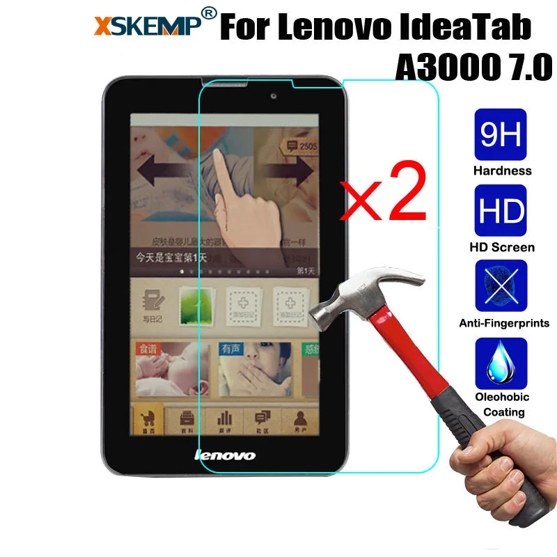XSKEMP 2Pcs/Lot Tempered Glass Screen Protector For Lenovo IdeaTab