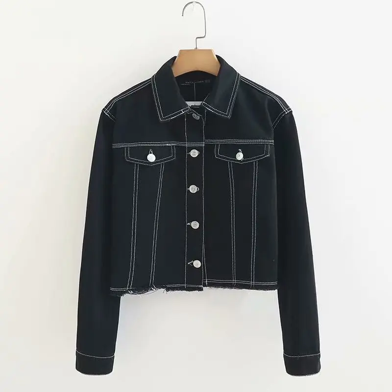 LISER 2019 Весна для женщин Повседневное джинсовая куртка свободные черная уличная Harajuku Veste Femme