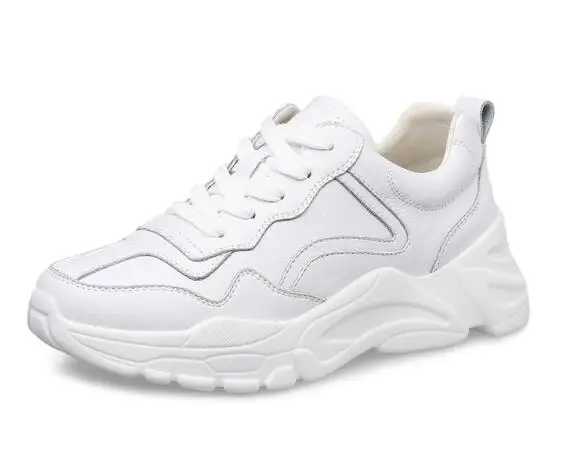 Buono Scarpe/женские кроссовки на высоком каблуке; фирменный дизайн; обувь на шнуровке; Повседневная Белая обувь на толстой подошве; новые женские кроссовки на платформе - Цвет: Белый