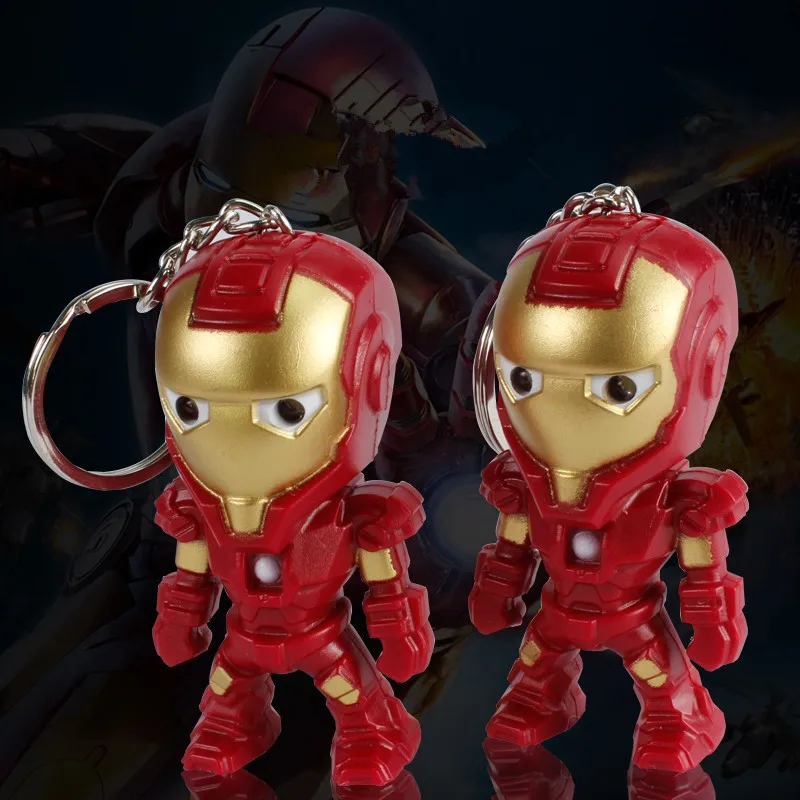 

1PCS Classic Iroman Keychain Pendant The Avengers Iron Man Doll Action Figures LED Light & Sound Keyring