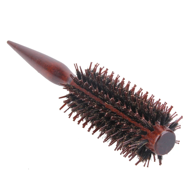 Круглая расческа для волос, инструмент для ухода за волосами, деревянная ручка, натуральная щетина, кудрявая расческа для волос, пушистая расческа, парикмахерский инструмент