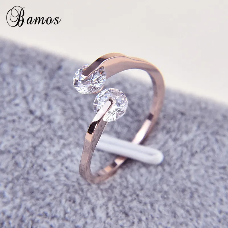

Bamos Male Female Stainless Steel Ajustable Ring Simple Wedding Finger Rings For Men And Women Fashion Rose Gold Filled Jewelry