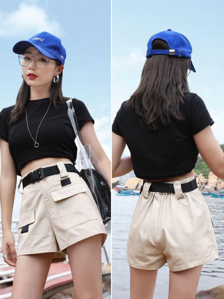 womens high waisted cargo shorts