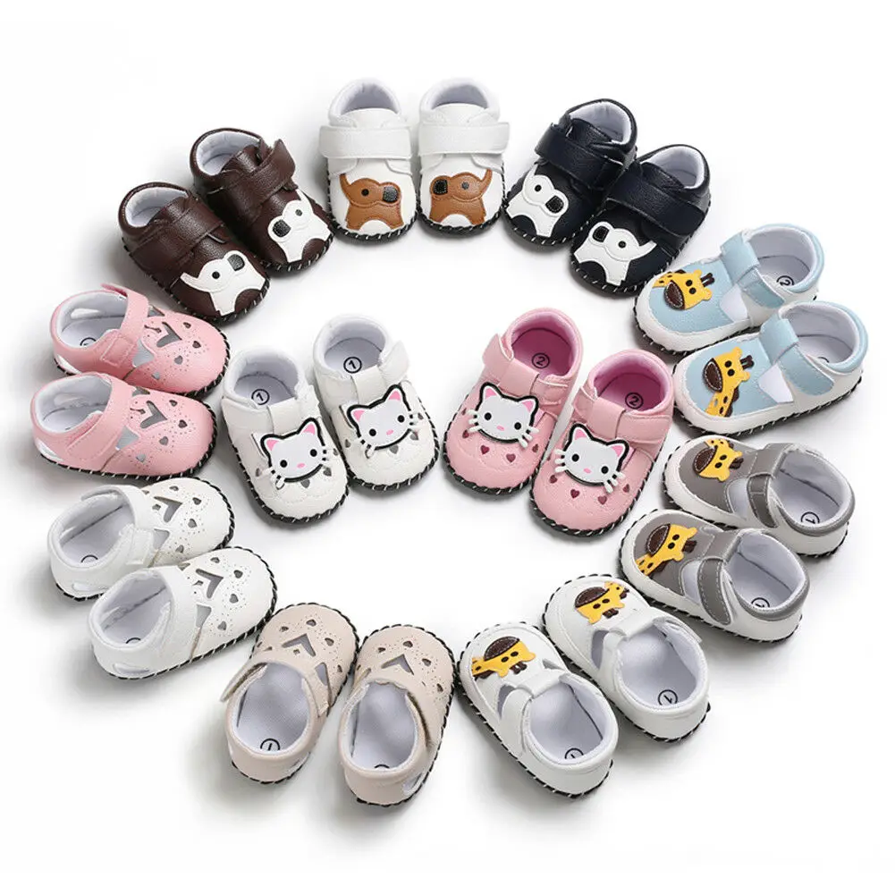  Toddler Kids Baby Girl Boy Cartoon Anti-Slip Sneaker Crib Shoes Prewalkers 0-18M