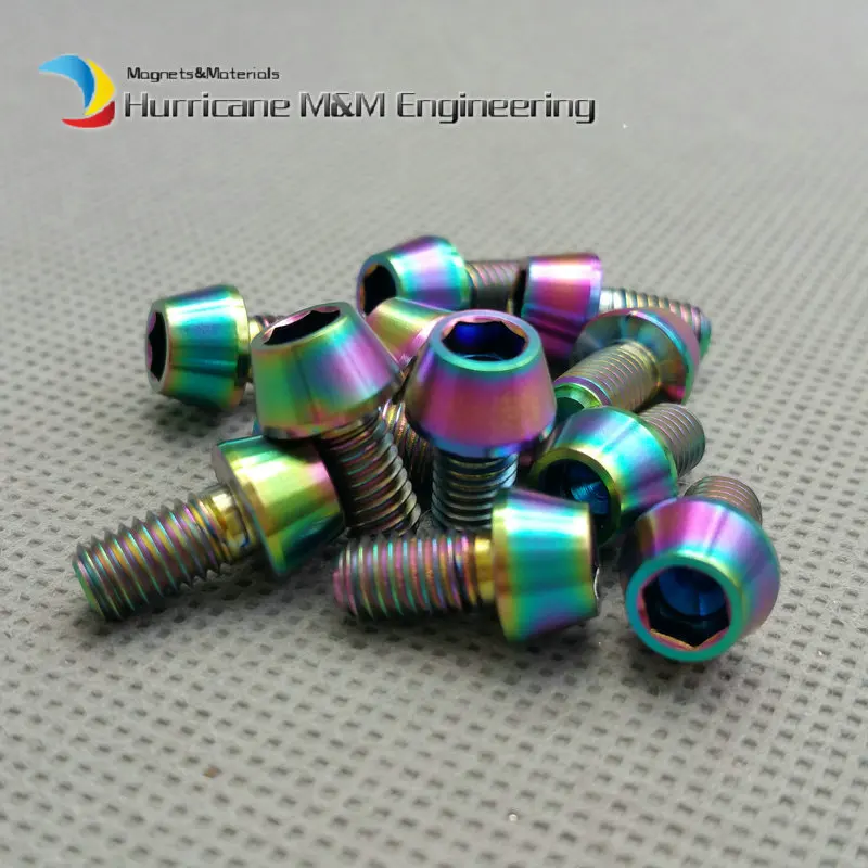 

Wholesale M5 M5x9mm Ti Bolt Titanium Bolts Ti Color Gold Color Multicolor Hex Cone Head Titanium screw Ti Fastener 50/100pcs
