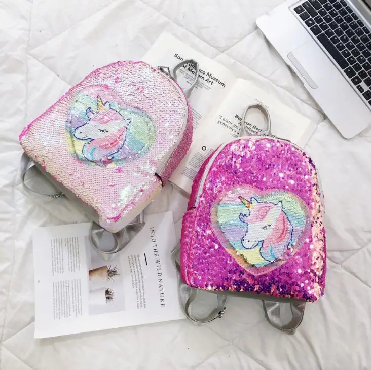 Розовый рюкзак с пайетками Единорог Рюкзак для девочек школьная сумка для девочек Детские рюкзаки для малышей