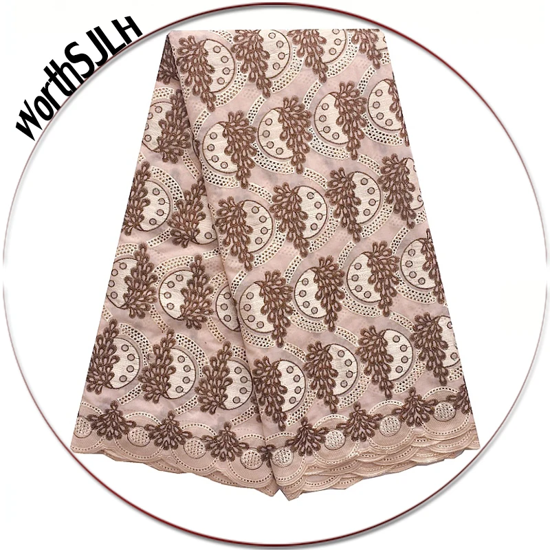 

2018 Switzerland Cotton African Fabric Lace Teal Green Brown Nigerian Voile Dry Lace Fabrics High Quality Cotton Lace Fabric
