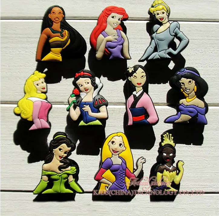 

Hot 10pcs PRINCESS NOW WHITE PVC shoe charms shoe accessories shoe buckle For wristbands Bands &kid's gifts best