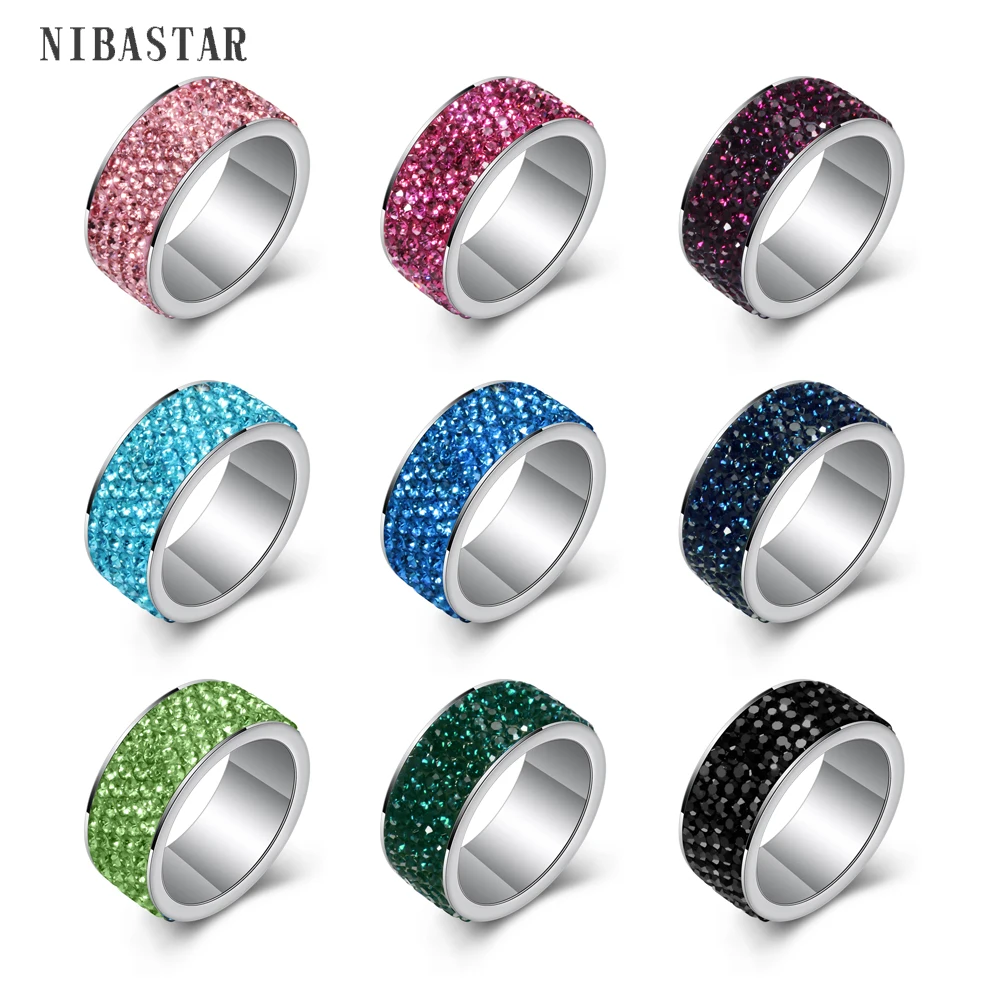 

High Quality New arrival Fashion gift Charm Party New arrival rhinestone wedding jewelry Stainless Steel CZ Crystal Rings