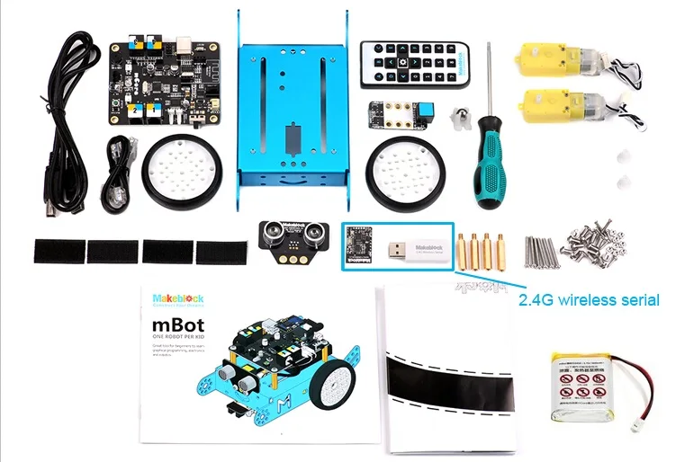 Новинка, Makeblock mBot V1.1, программируемые детские игрушки, развивающий подарок на день рождения, скретч 2,0, Arduino, сделай сам, умный робот, автомобильный набор - Цвет: Blue 2.4G mBot