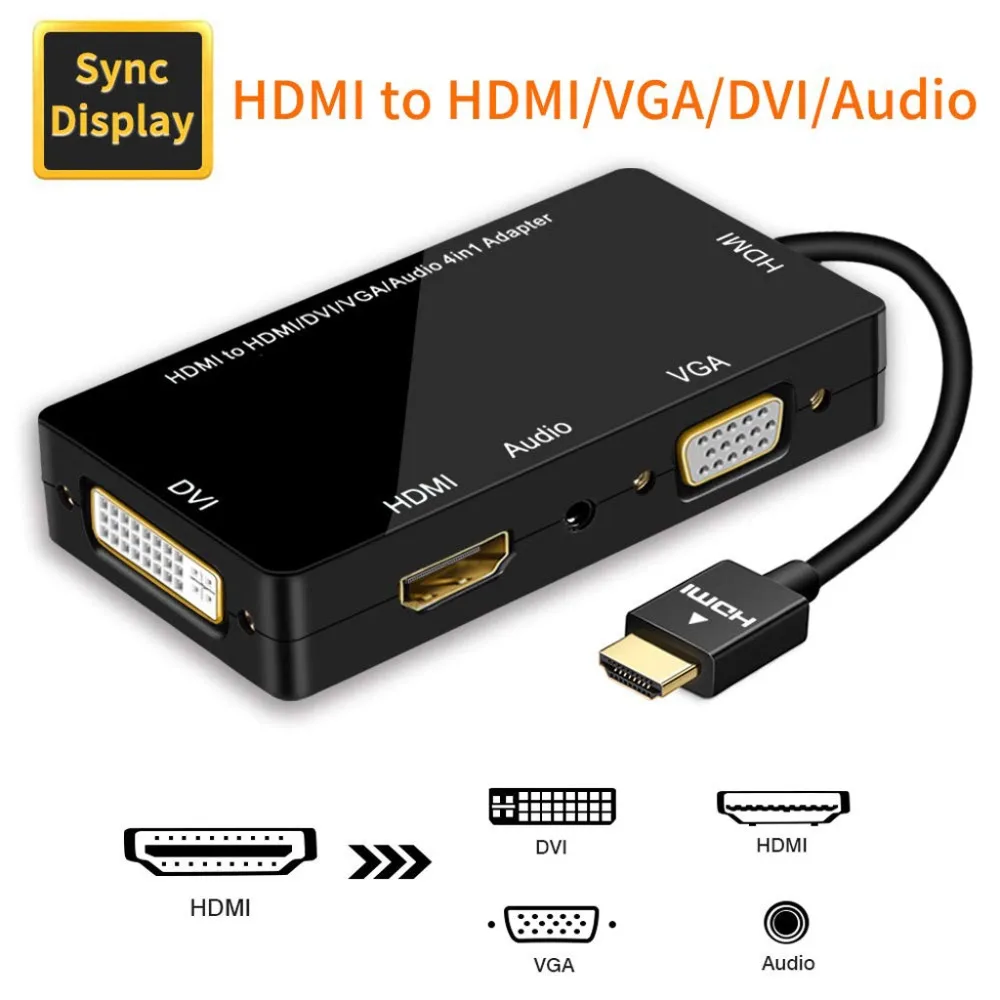 Разделитель с мультимедийным интерфейсом высокой четкости HDMI VGA, HDMI, DVI аудио конвертер золото-опорная плита 4K для портативных компьютеров