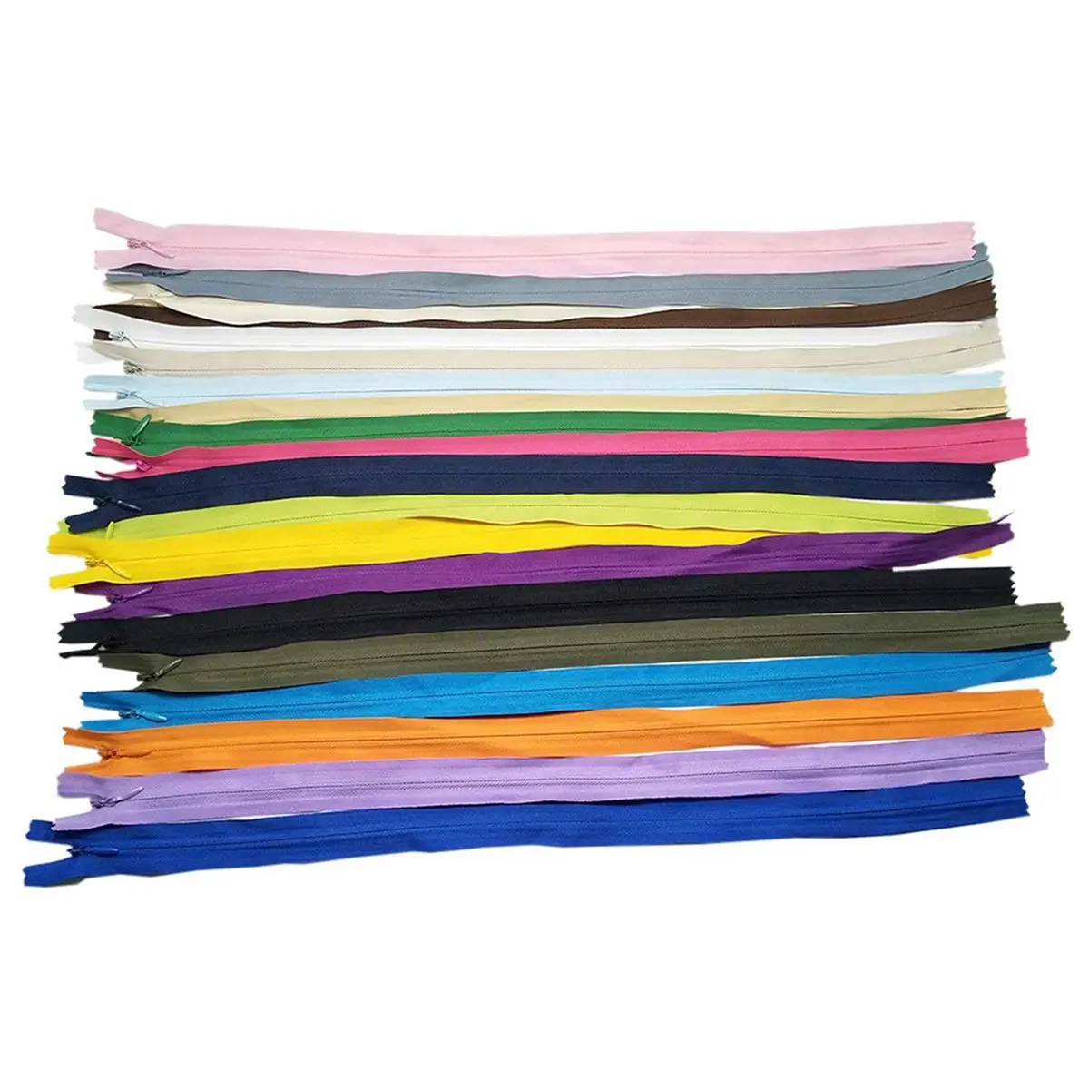 Nylon flash zippers in bulk for craft sewing tailor (20 colors) (lot of