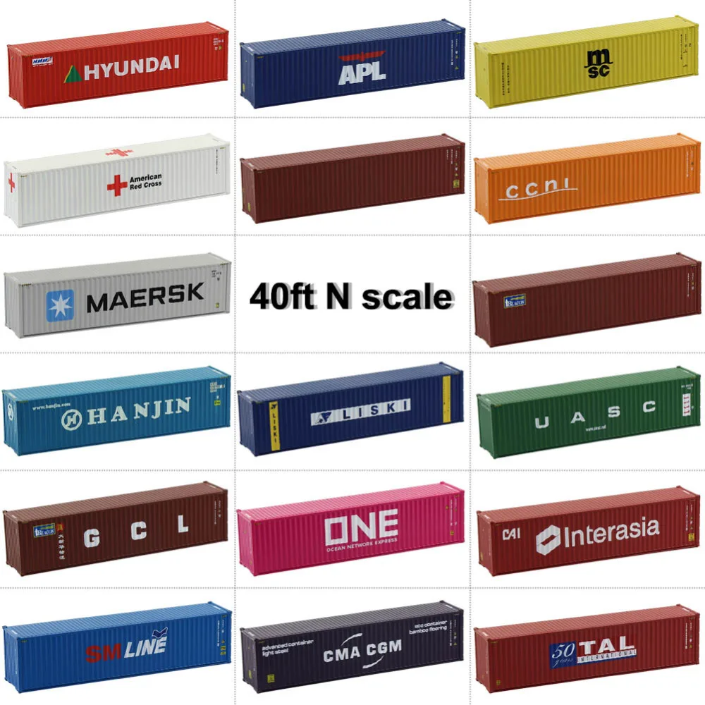 

2pcs 40ft Containers 1:150 Shipping Container with Magnet Freight Car N Scale Model Trains Lot C15008 Railway Modeling