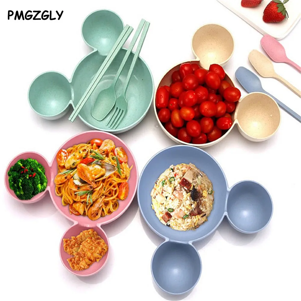 

Cartoon Wheat Straw Baby Feeding Bowl Tableware Wheat Plate for Kids Children Infant Dish Training Dinnerware Cute Dishes Tray