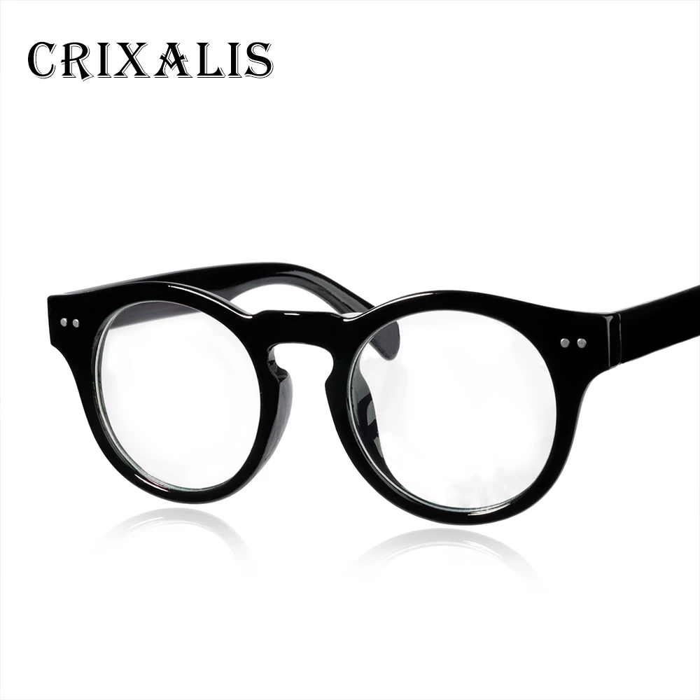 Мужские и женские винтажные очки Crixalis черные круглые в оправе дизайнерские ретро