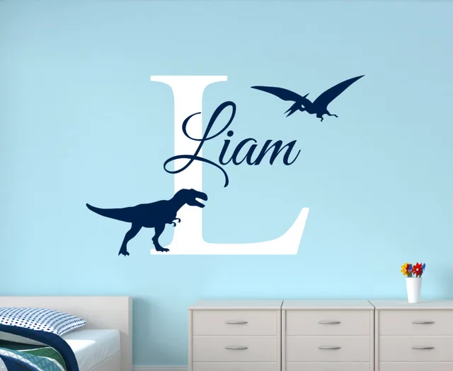 Customize Name Dinosaur Wall Decals For Boys Bedroom Kids Room Customize Name Dinosaur Wall Decals For Boys Bedroom Kids Room Nursery Art Stickers Personalized