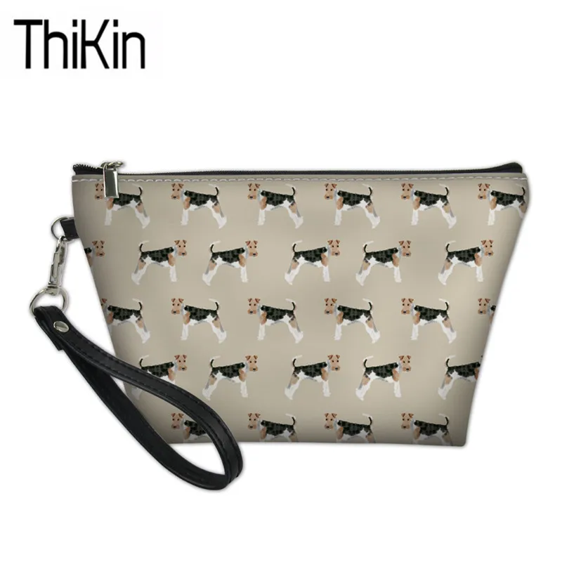 

THIKIN women Cosmetic Cases for Make Up Wire Fox Terriers Dog Printed Ladies Portable Make Up Box Travel Organizer Wash Kit Bags