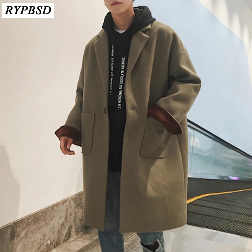 New 2019 Men Autumn Winter Woolen Coat Overcoats Jacket Men's Casual Korean Fashion Loose Large Size Windbreaker Outwear Coat New 2019 Men Autumn Winter Woolen Coat Overcoats Jacket Men's Casual Korean Fashion Loose Large Size Windbreaker Outwear Coat