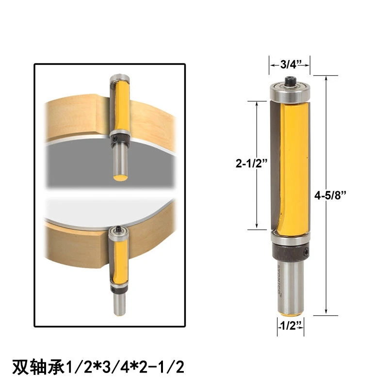 

1Pc 1/2" Shank Pattern/Flush Trim Router Bit Top & Bottom Bearing For Woodworking Cutting Tool