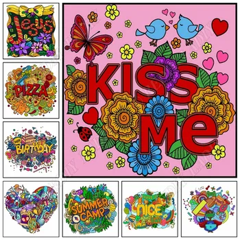 

DIY Diamond Painting Plein Diamond Embroidery Kiss Me Heart Picture Of Rhinestones Square / Round Diamond Mosaic Pattern Crafts