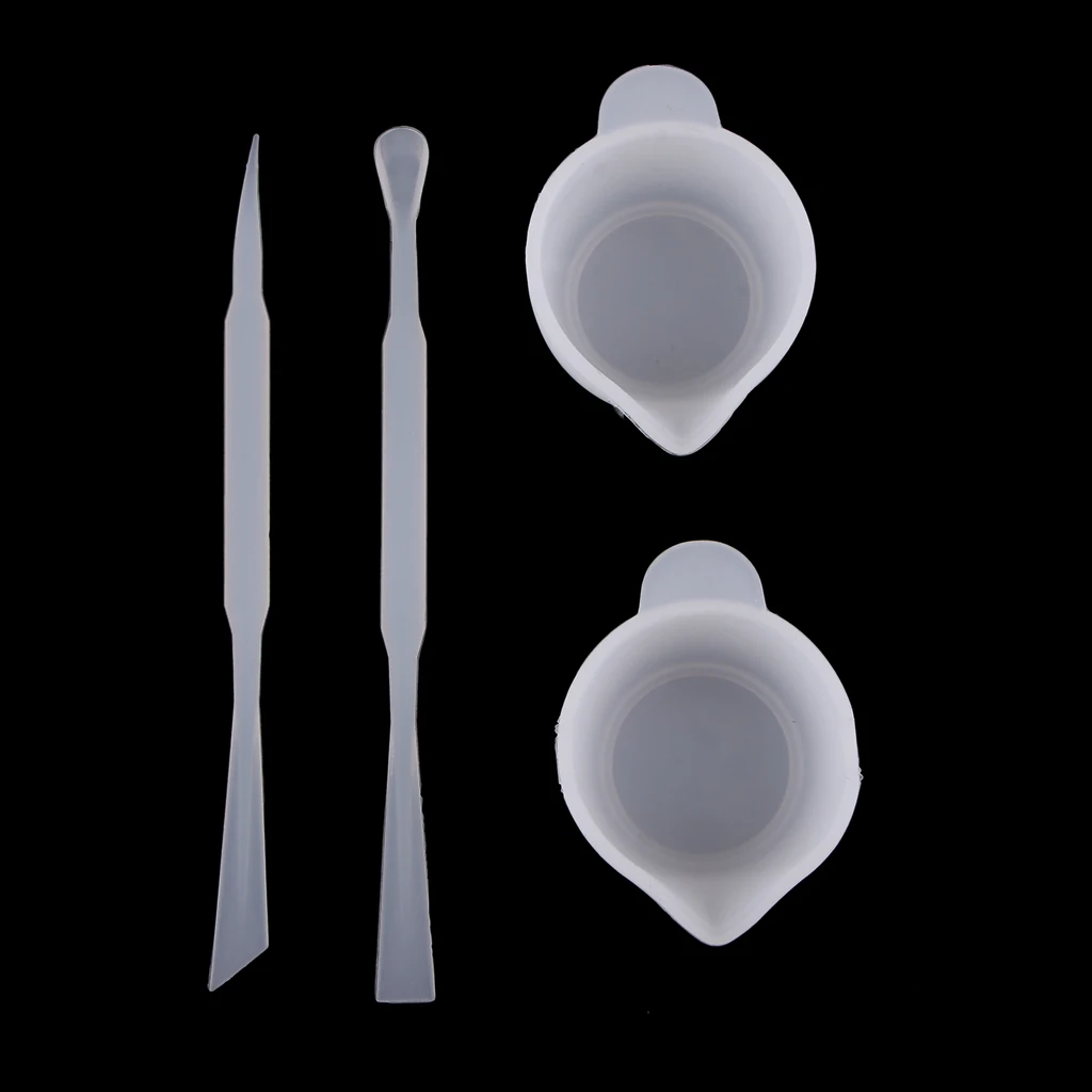 

4pcs/set Silicone Stirring Rods Stick + Mixing Measuring Distribution Cups Epoxy Resin Tool
