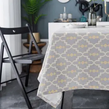 

Waterproof Geometric Print Grey Table Cloth Nordic Modern Kitchen Gray Tablecloth Dining Table Cover Dust Proof Covering ZC071