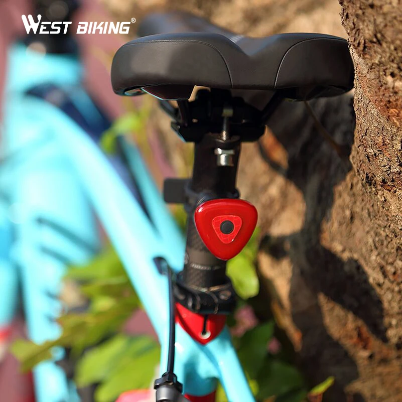 Discount WEST BIKING Bike Taillight LED Flashlight Cycling Rear Light Lamp Auto Start/Stop Brake Sensing USB Smart MTB Bicycle Tail Light 5